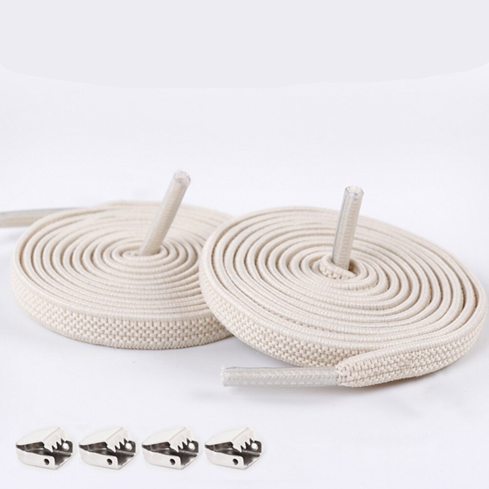 1 Paar Casual Geen Tie Schoenveters Voor Sneakers Stretch Elastische Lui Geen Stropdas Platte Veters 100 Cm Snoep Kleur sport Outdoor Strings: Beige