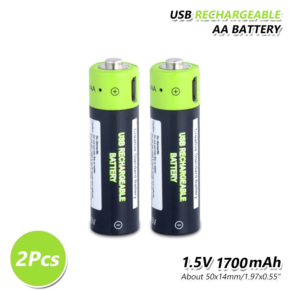 2 stück 1,5 V AA 1700mAh Li-polymer Li-po USB Aufladbare AA 2A Lithium Li-Ion Akku + USB Kabel + US/EU/UK Wand Auto Ladegerät: only 2pcs batteries