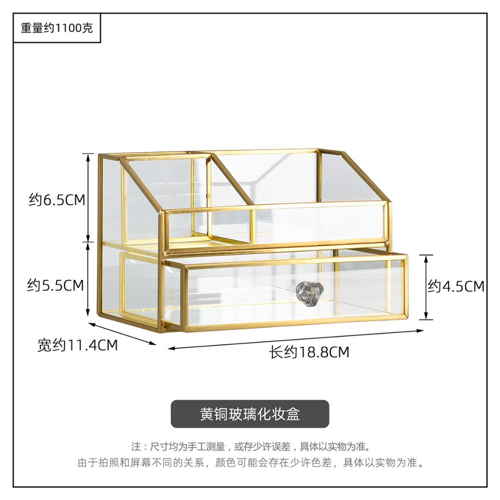 Make-up organizer van glas met lade, gouden rand, cosmetica organizer, sieradenrek, opbergdoos voor lippenstiftringen, make-upkwastenhouder: Default Title
