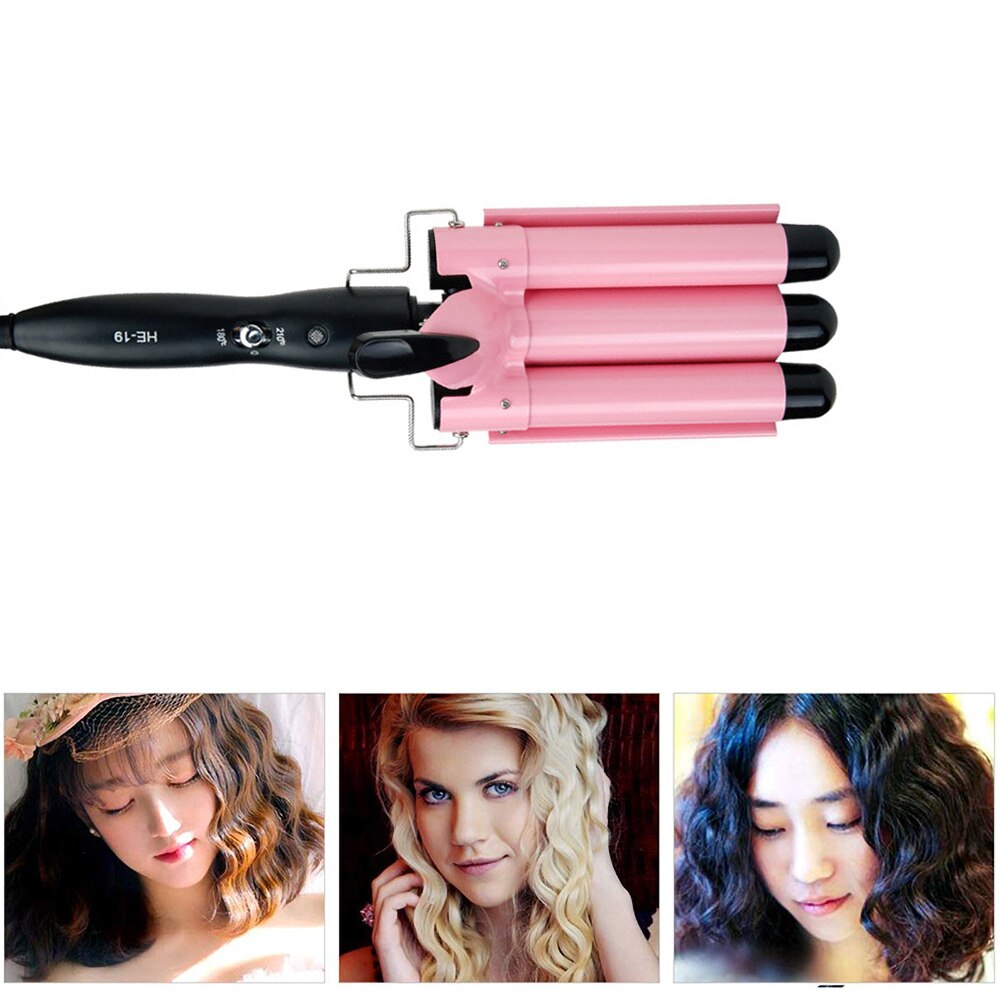 25mm Pink 3 Barrels Hair Curling Iron Ceramic Automatic Perm Splint Ceramic Hair Curler Hair Waver Curlers Rollers Styling Tools