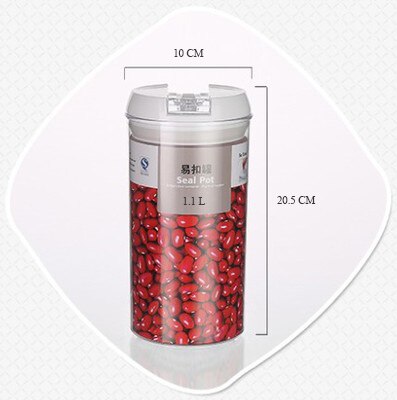 Multi-capacity Plastic Food Storage Box Snacks Dried Fruits Multigrain Storage Tanks Kitchen Containers Transparent Sealed Cans: 1.1L Round