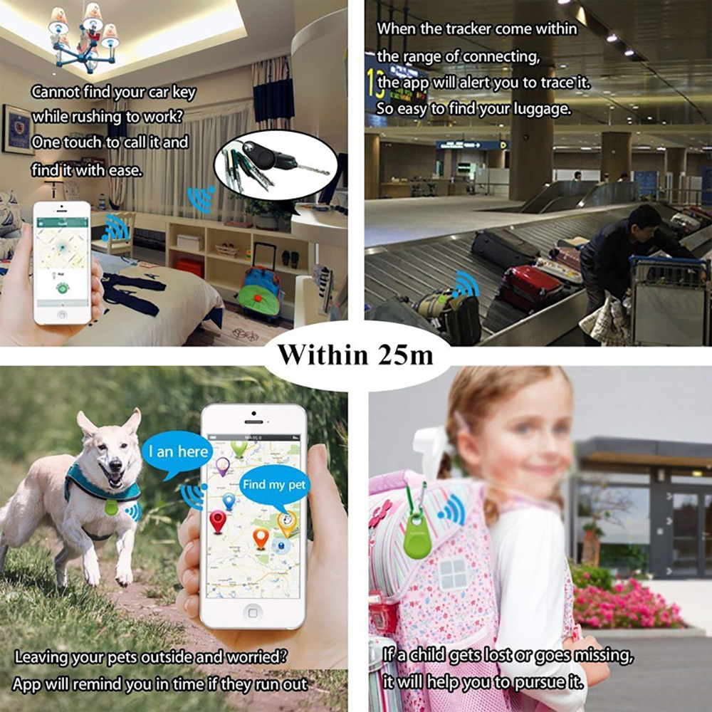 Anti-lost Wireless Self-timer Bluetooth Keychain Finder Recording Security Alarm Locator Phone Search Kid Tracker with Battery