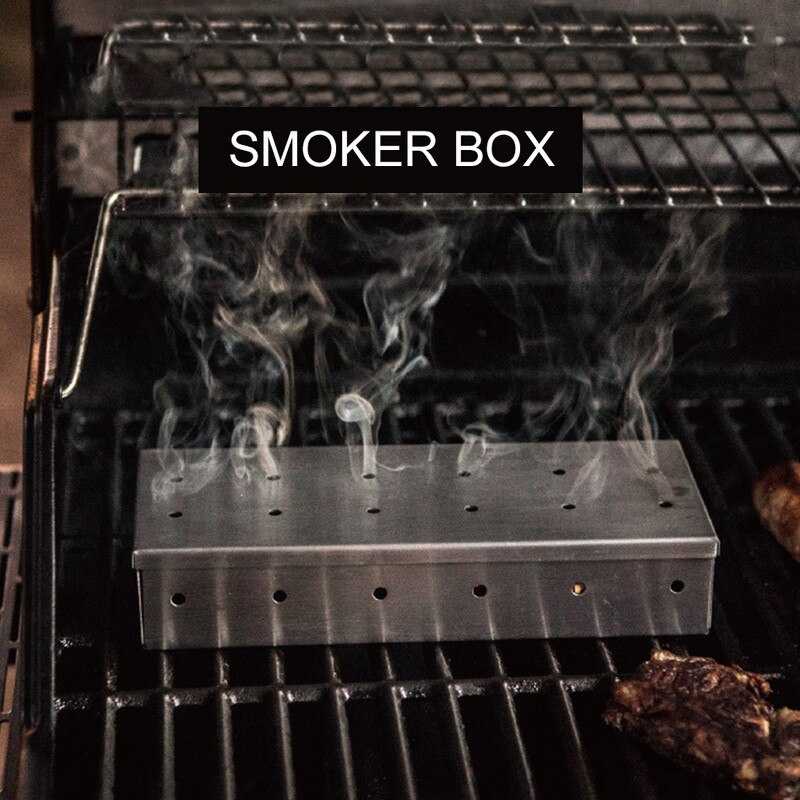 Vaskbar foldbar rustfri stål rygeboks træflis bbq rygerboks til indendørs udendørs kul kød rygning grill