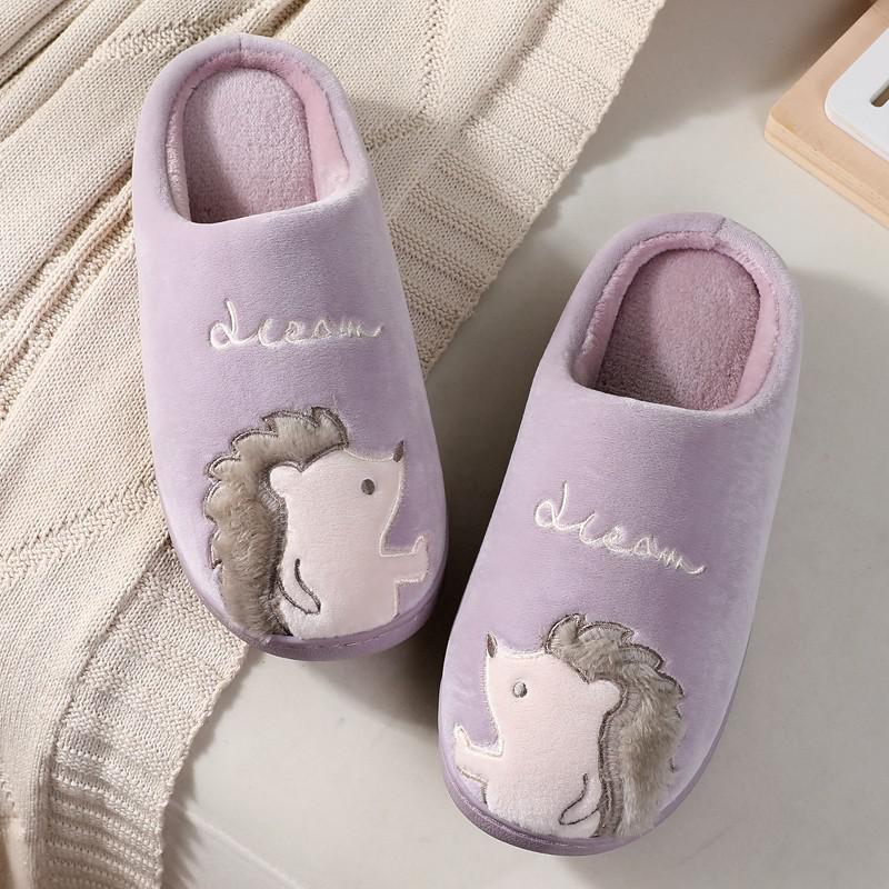 Pantoufle chaussure femme maison hiver Pantoufles de maison à enfiler pour femme et homme, mignon, motif hérisson, Animal de dessin animé, doux et: purple / 7