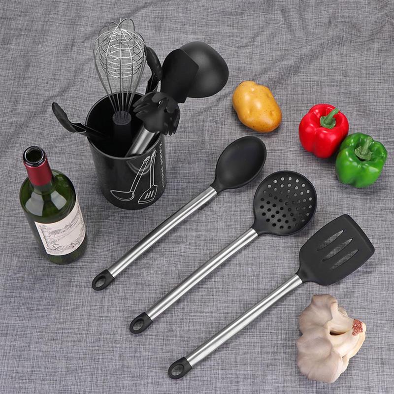 9 pcs/lot ensemble d'ustensiles de cuisine en Silicone Set de cuisine en acier inoxydable ustensiles de cuisine ustensiles de cuisine spatule ustensiles de cuisine