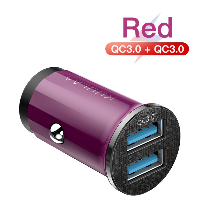 KUULAA Fast Car Charger With USB Type C Quick Charge 4.0 48W QC PD 3.0 Car Accessories: Dual QC Red