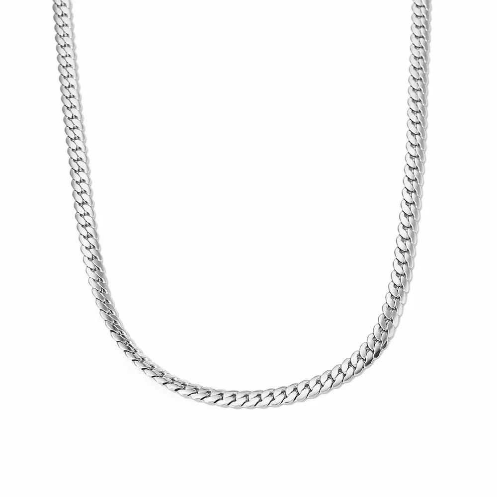 Collares de cadena lateral exquisitos de 5MM de oro de 18K de Plata de Ley 925 de 20-60CM para hombres y mujeres joyería fina de boda: Negro / 50 cm