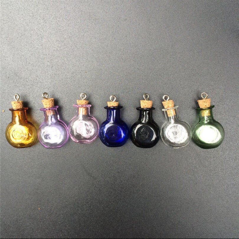 Mini Glass Round Bottles Pendant With Metal Loop S... – Grandado