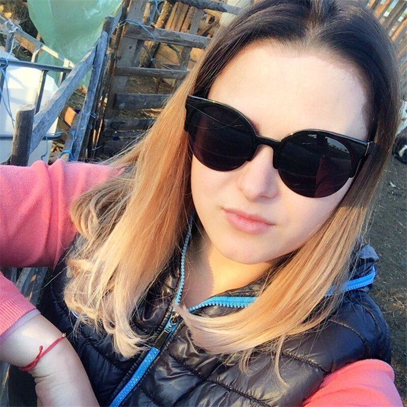 VESTEY Brand Cat Eye Sunglasses Women Classic half Frame Eyewear Black Lens Sun Glasses UV400 Gafas De
