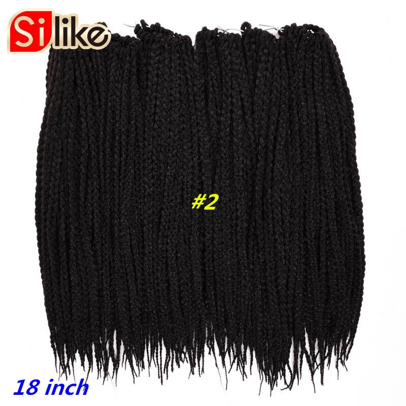 Silike-extensiones de cabello sintético degradado, de 3S caja pequeña, trenzas de ganchillo, 24 raíces, 18 ", Micro croché, peinados trenzados: # 2