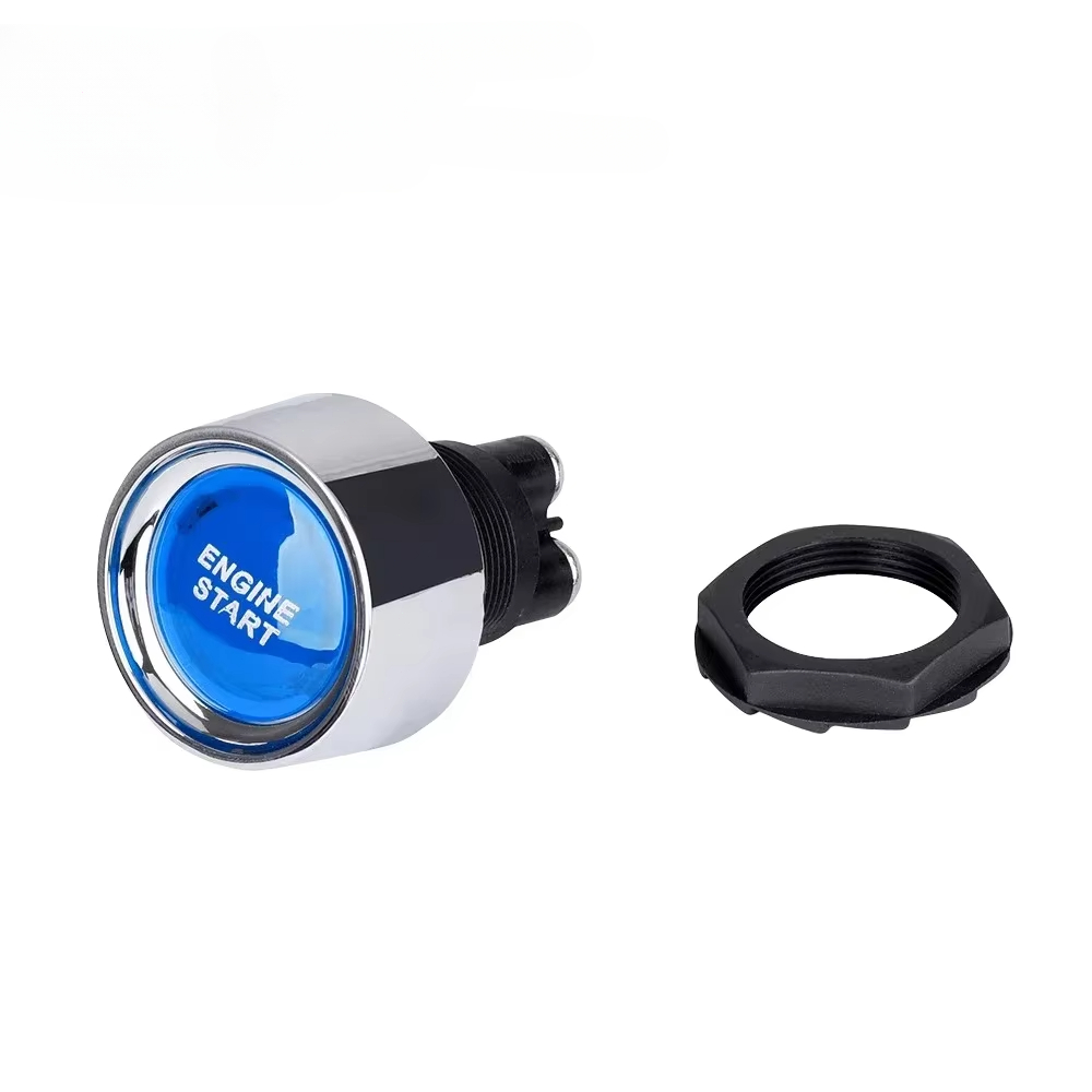 Interruptor de arranque de motor de coche, 12V, 50A, 3 pines, SPST, botón pulsador momentáneo sin llave, interruptores de arranque ON OFF para coches, RV marino, 1 ud.: Azul