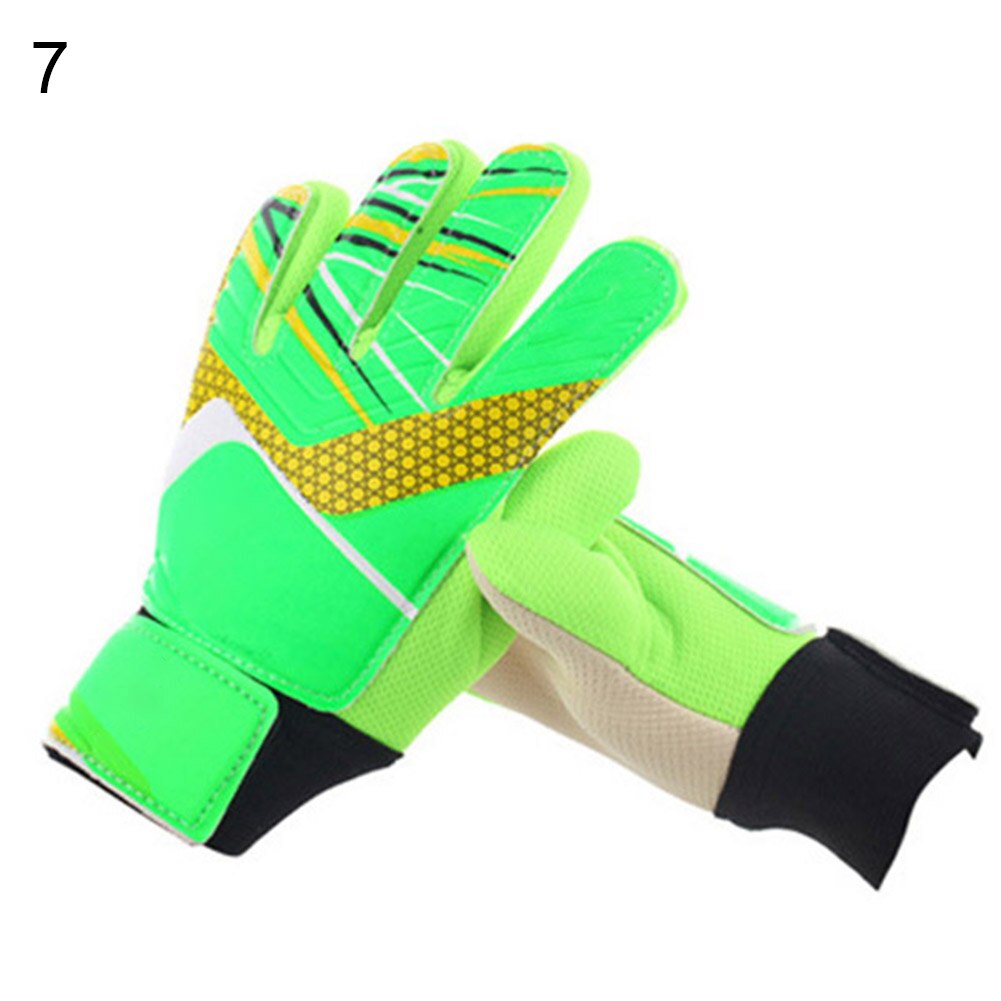 Kids Children Anti-slip Football Soccer Training Goalkeeper Protection Gloves Keeper Gloves Adult Soccer Goalie Training Gloves: Green 7