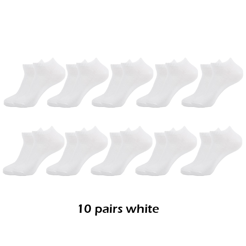 10 pairs/Lot Men Ankle Socks Breathable Comfortable Cotton White Grey Black Solid Boat Sock for Male Price: 4