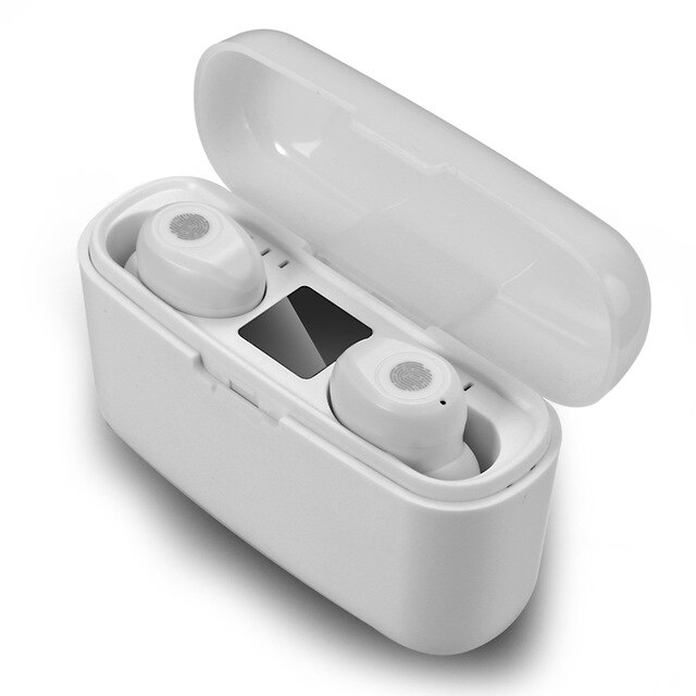 F9 TWS Bluetooth écouteur sans fil LED Bluetooth affichage avec batterie externe casque avec Microphone pour android Iphone: Touch Control-White