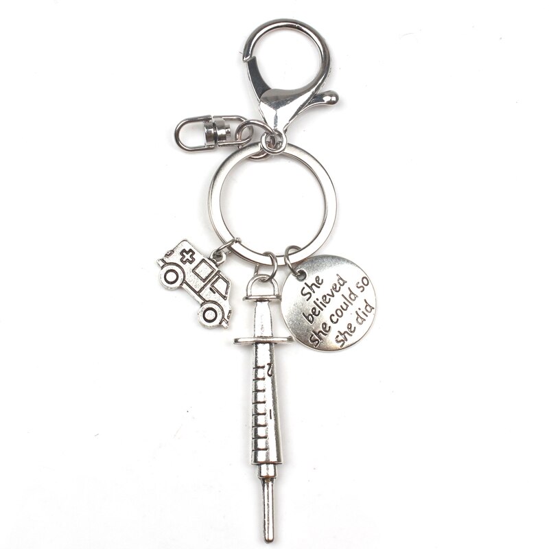 Mode Arts Aid Kit Mini Spuit Thermometer Ambulance Tandarts Angel Stethoscoop Sleutelhanger Geneeskunde Graduate Souvenir: 7