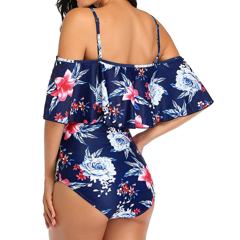 SHEKINI Umstands-Badeanzug Einteiler Mit Rüschen - Off-Shoulder Design, Verstellbare Träger