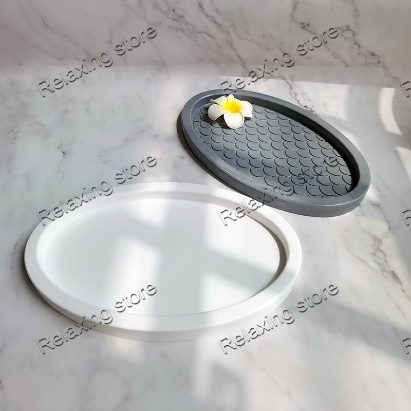 19cm ovale betonbakke palle silikone form stor størrelse ellipse form cement opbevaring bakke forme gips epoxy harpiks form
