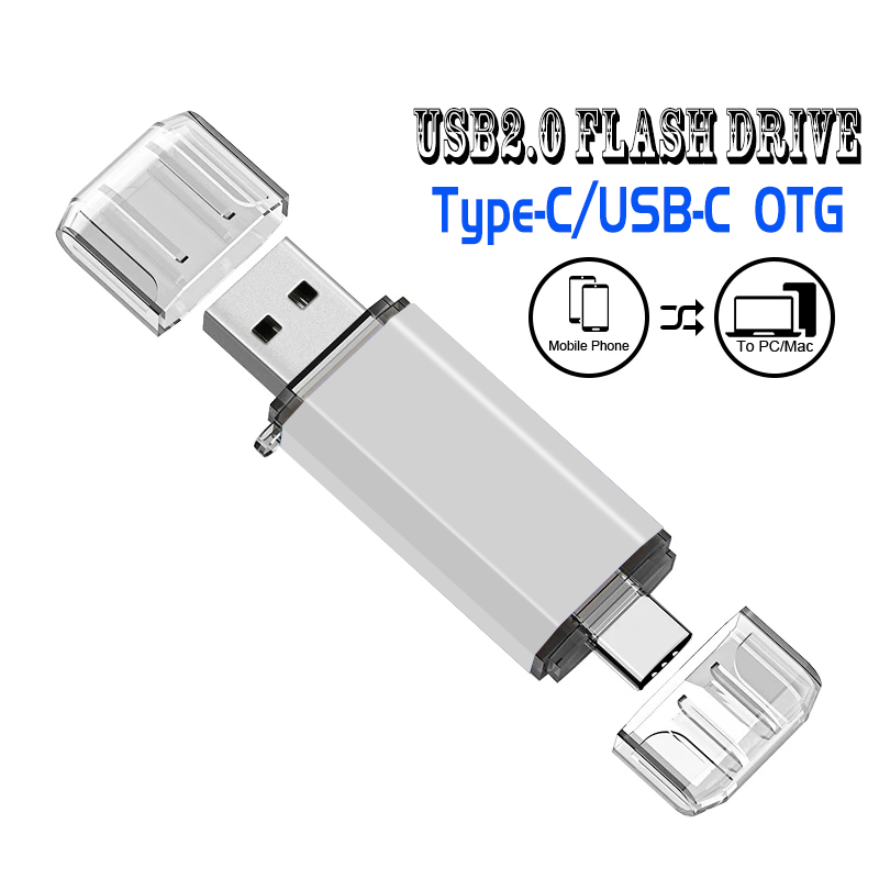 Multifunktionales otg 2 in 1 typ-c usb-Stock 128gb cle usb-Stock 8/16/32/64 gb usb-Stock für telefon: Silber / 16 gb