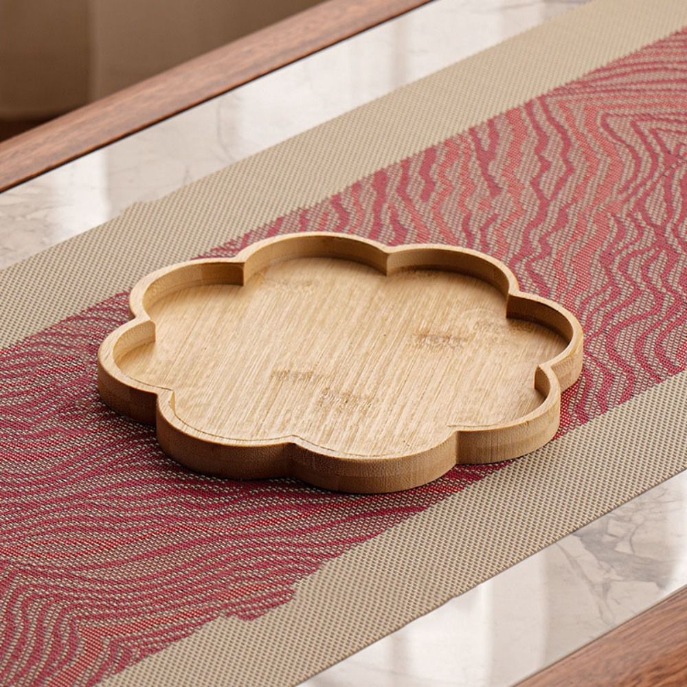 Round Wooden Divided Fruit Tray Nut Platter Handcrafted Snacks Server Dish Wooden Multi-cell Fruit Snack Plate