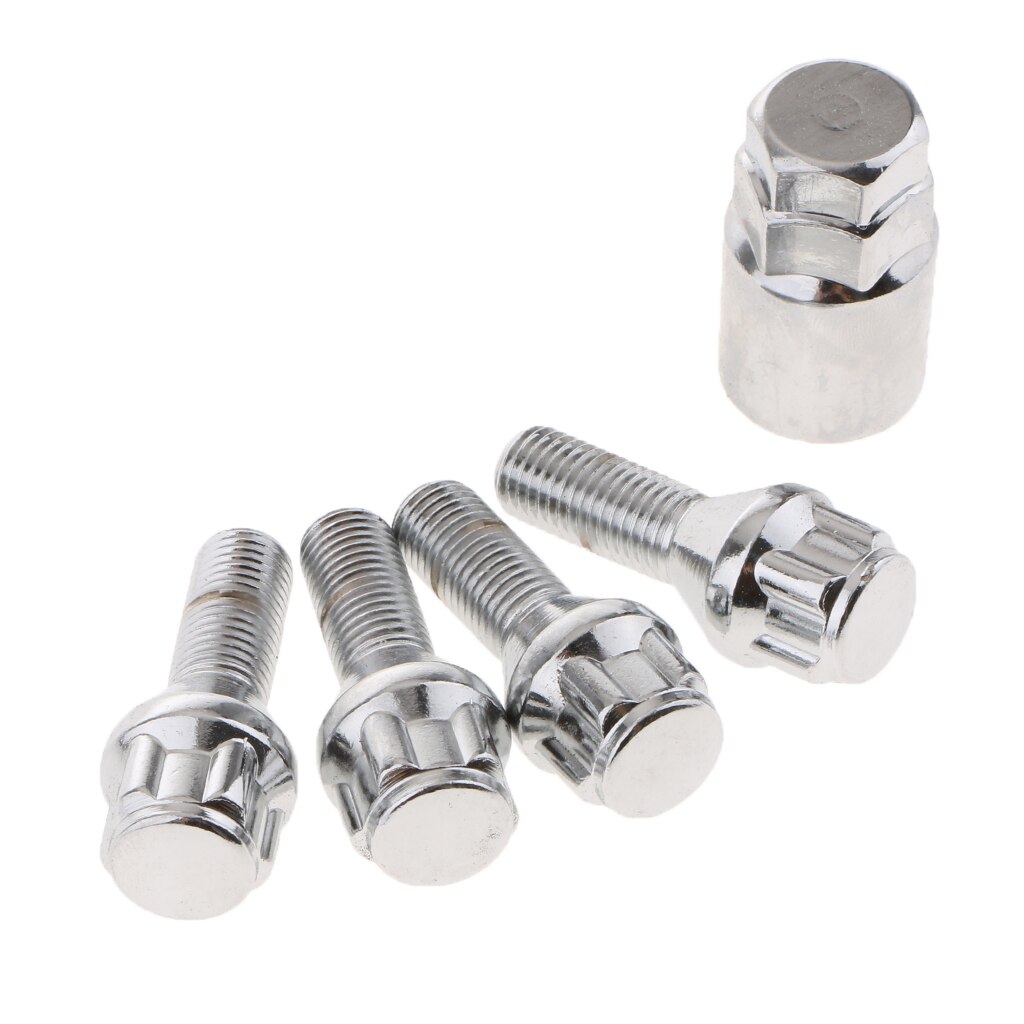 4 pieces M12X1.5 WHEEL LOCK Bolts Anti Theft Security + 1 KEY For Toyota, for Mitsubishi,