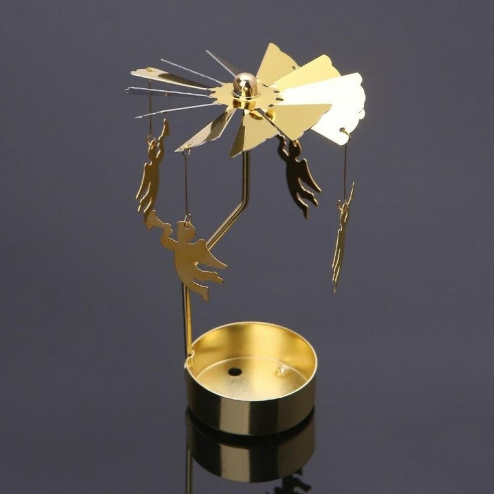 Carrusel giratorio de Metal para decoración del hogar, soporte para Vela, luz de té, molino de viento de transferencia giratorio,
