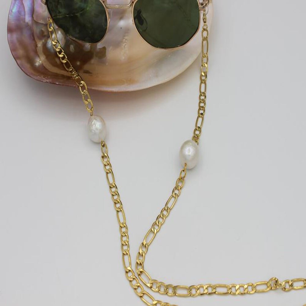 Metalen Ketting Imitatie Parel Zonnebril Bril Ketting Mode Eenvoudige Dames Anti-Verloren Zonnebril Keten