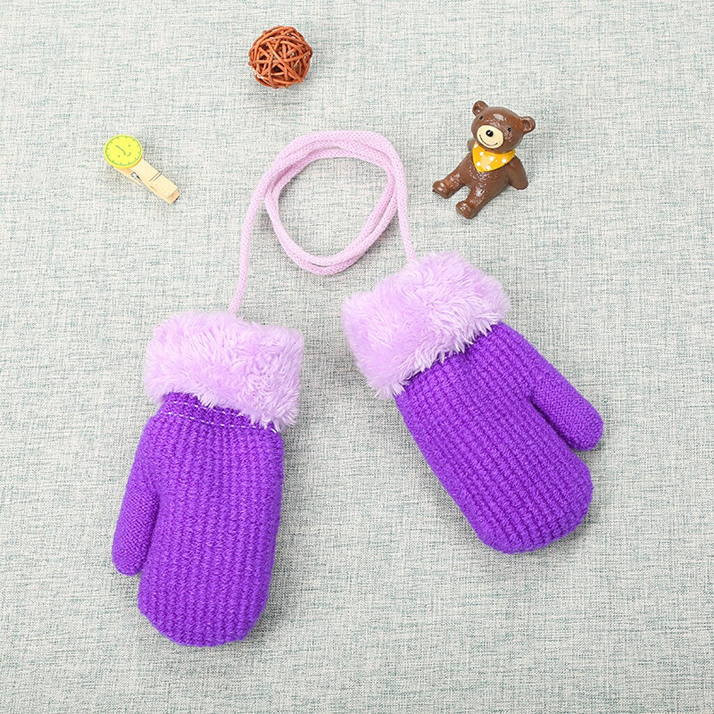Arloneet Winter Warm Baby Handschoenen Dikker Breien Wanten Baby Leuke Stiksels Meisjes Jongens Van Winter Warm Bandjes Handschoenen CJ10: PP