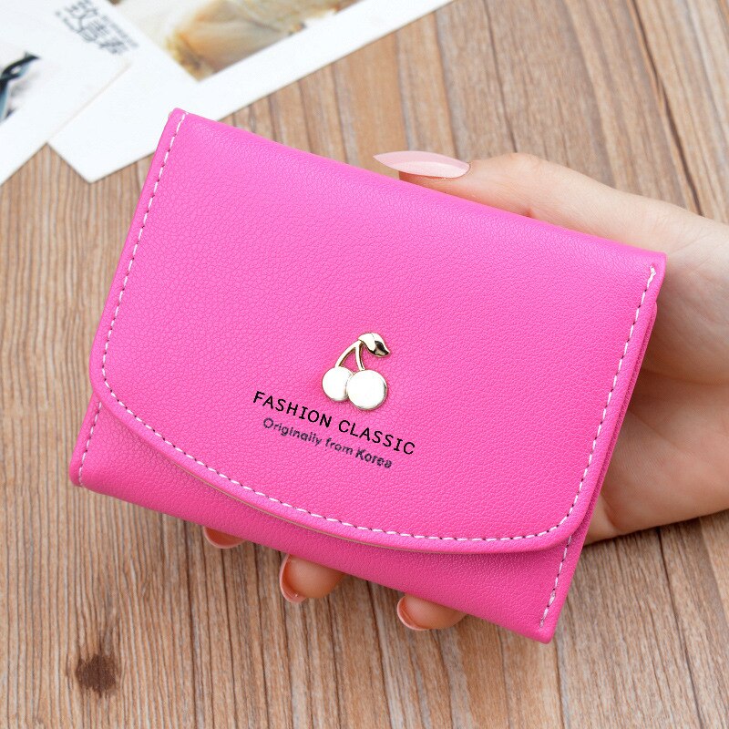 Portefeuille pour femmes nouveaux étudiants court pliant multi-fonctionnel sac à main pochette xiao décontracté en cuir porte-monnaie pour fille porte-carte: Plum Red