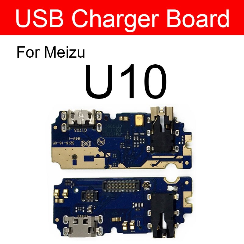 Usb-opladning oplader jack port board til meizu meilan  m1 m2 m3 m3s m5 m5s m6 s6 u10 u20 max note usb stik oplader board: U10