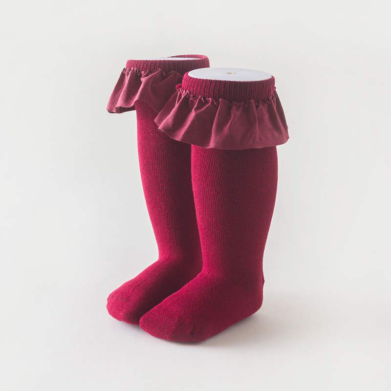 Kinder Sokken - Bloemendessin - Katoen - Casual Stijl - Kantrand: Rood / M voor 4-6y