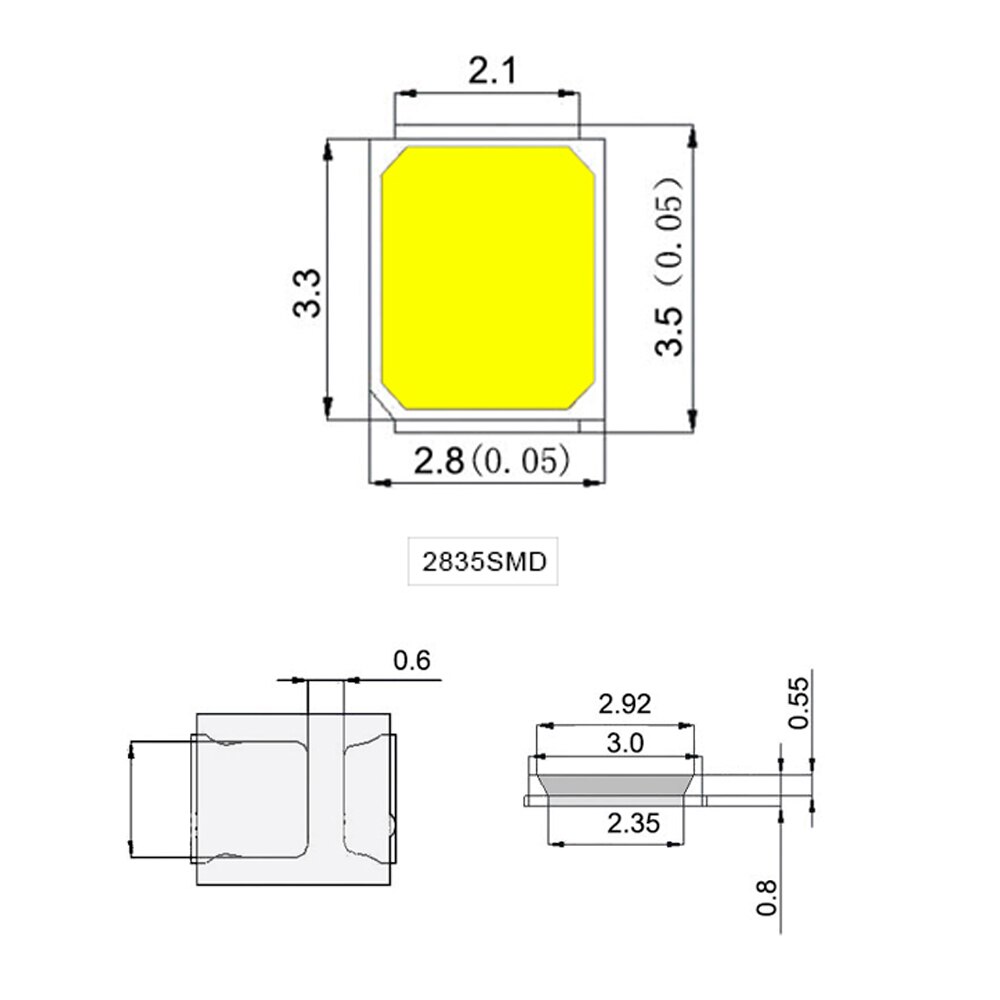 Originele Epistar Smd 2835 Chip Led Lamp Leds Diode Licht Voor Led Strip Spotlight, indoor Lamp 0.5W 50-57LM 3V-3.2V,135mA