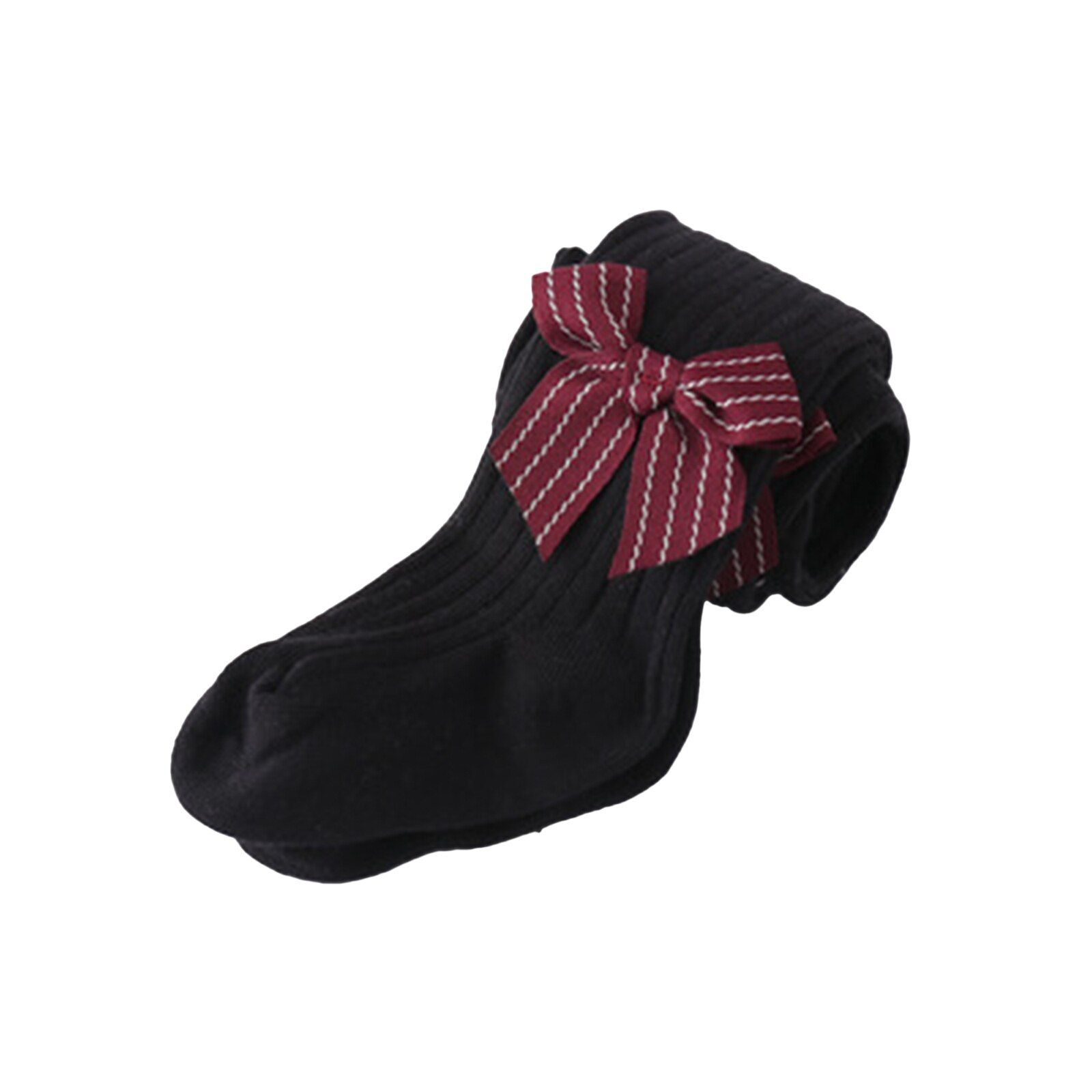 Collants côtelés à nœud papillon pour enfants filles de 0 à 24M, solides et élégants, à la