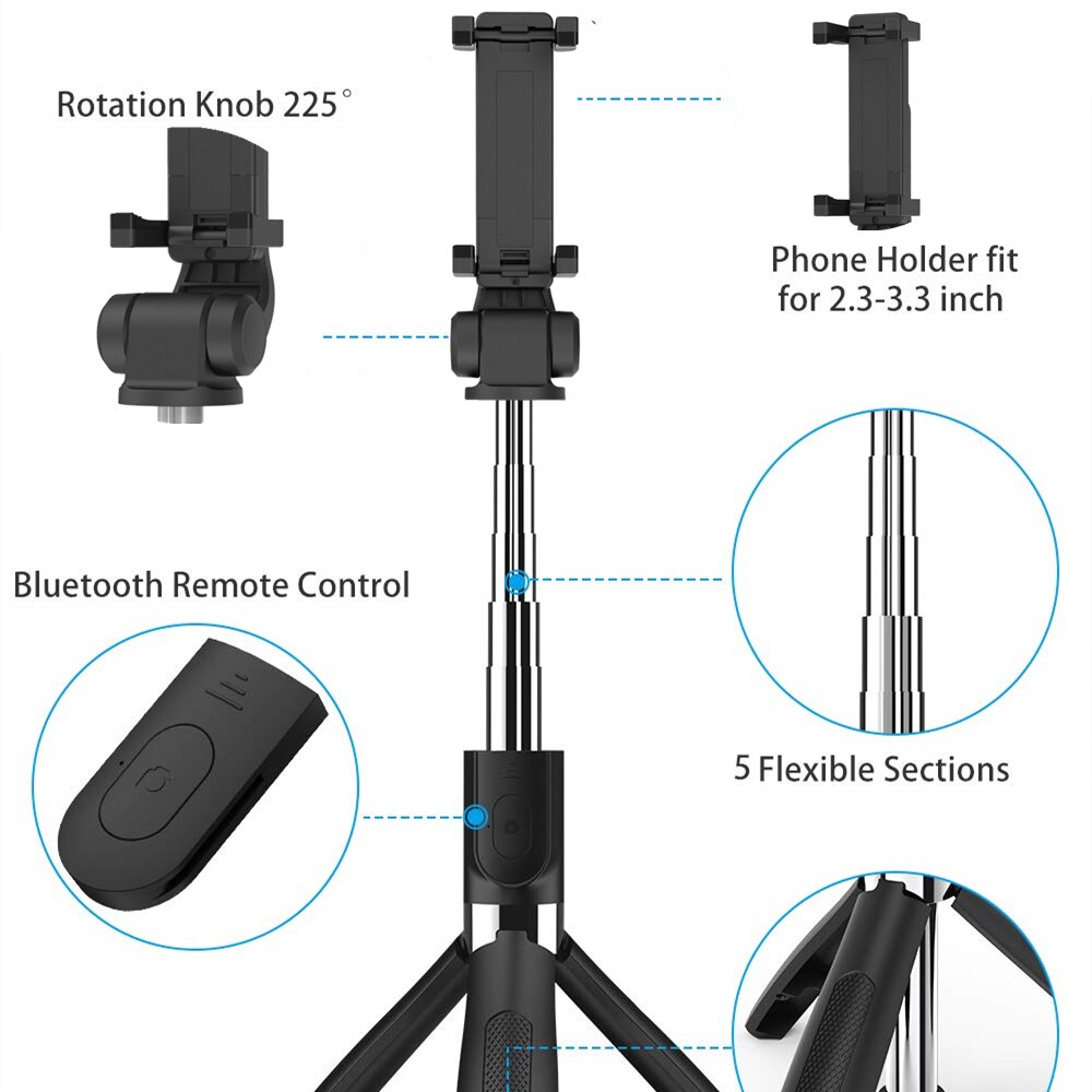 Bluetooth selfie stick per telefono monopiede selfie stick treppiede per telefono iphone smartphone stick stand pod tripe mount clip