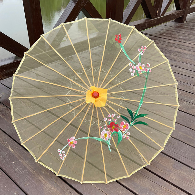 Transparent Silk Umbrella Dance Craft Umbrella Photography Decoration Ceiling Ancient Costume Prop Umbrella Women Hanfu Cosplay: Yellow