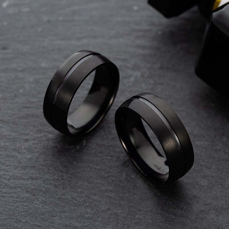 8mm Classic Ring Male 316L Stainless Steel Jewelry Wedding Ring For Men Women