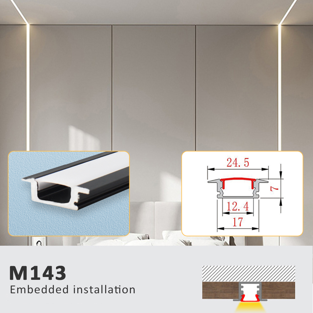 LED Strip Aluminum Profile 50CM Recessed Surface Mounted Aluminium Channel with Diffuser PC Cover for 8mm 10mm Linear Lighting