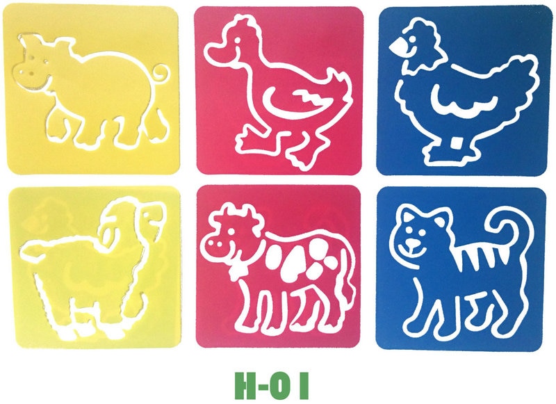 6 PCS/LOT. ente Huhn Hund tiere zeichnung vorlage schablone Kinder kunst schablonen Zeichnung bord Kindergarten kunst 14x15cm. 18 .