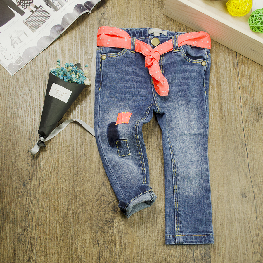 Bebé recién nacido niñas pantalones vaqueros de invierno algodón cálido niño Bebe niñas pantalones vaqueros elásticos con cinturón ropa de bebé niña
