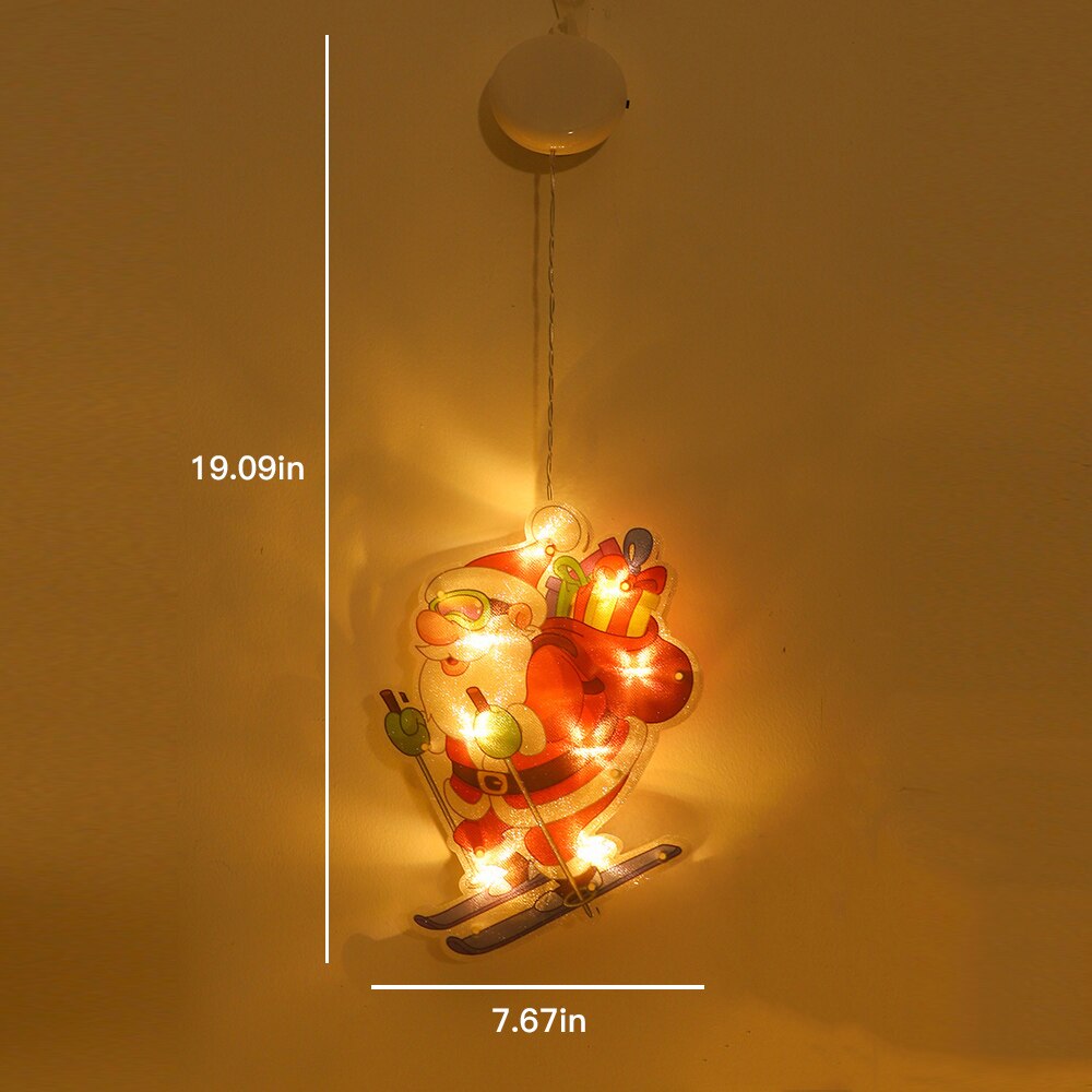 Lampe suspendue pour arbre de noël, bonhomme de neige, père noël, fenêtre, avec ventouse, crochet, pour nouvel an, , décoration intérieure et extérieure: Style E