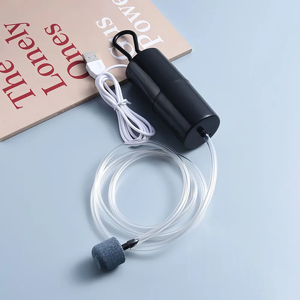 Akvaarion happipumppu akvaario usb hiljainen ilmakompressori ilmastin kannettava mini pieni hapetin akvaariotarvikesarja: Valkoinen