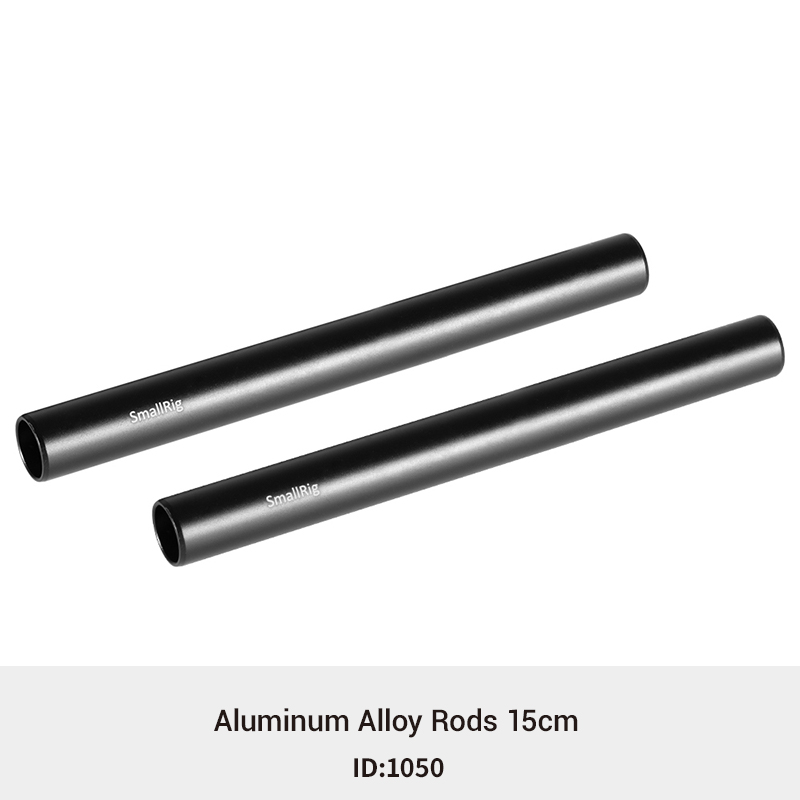 SmallRig Black Aluminum Alloy 15mm Rod Camera Rail Rod - 10cm 4 Inch (Pair Pack) for Monitor EVF Mount Attach -1049: 15cm
