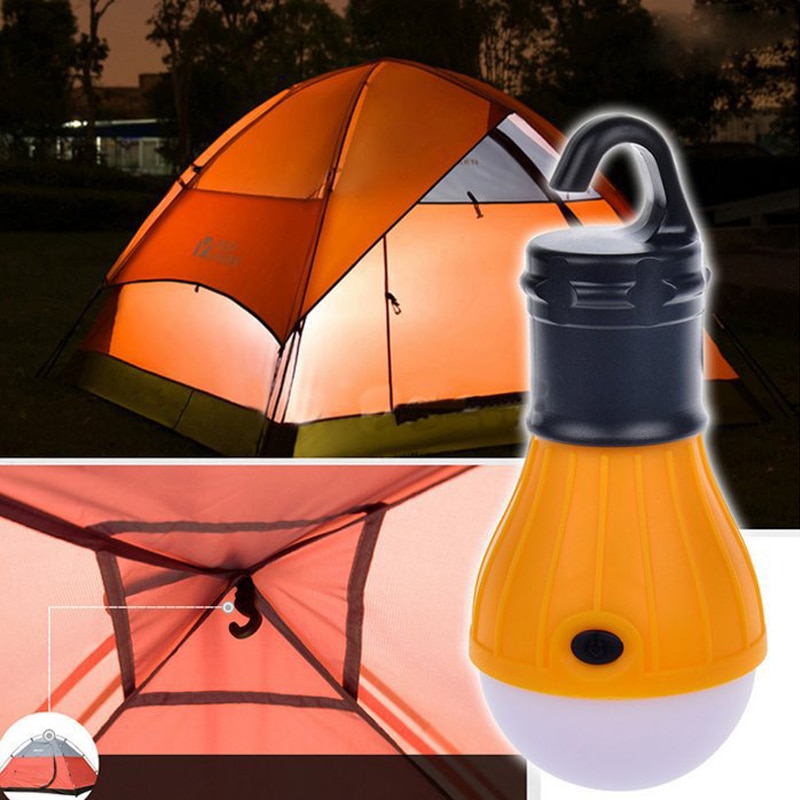 Minilinterna portátil para tienda de campaña, bombilla LED de emergencia, lámpara a prueba de agua, linterna con gancho para colgar para acampar, 4 colores, 3 * AAA