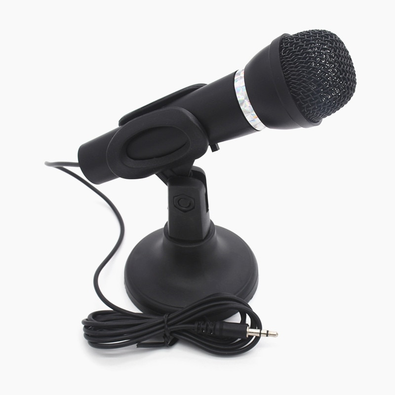 Condenser Microphone Handheld 3.5mm Plug with Stand for Laptop Computers Tablet Recording 180 Degree Rotation Karaoke Microphone