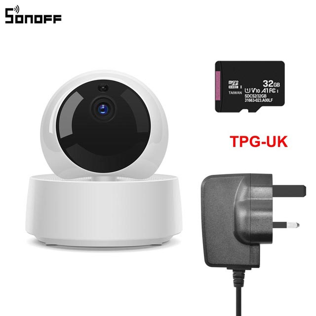 Sonoff-câmera de segurança sem fio, wi-fi, ip 1080p, babá eletrônica, alarme, câmera inteligente, vigilância: UK and 32G TF Card