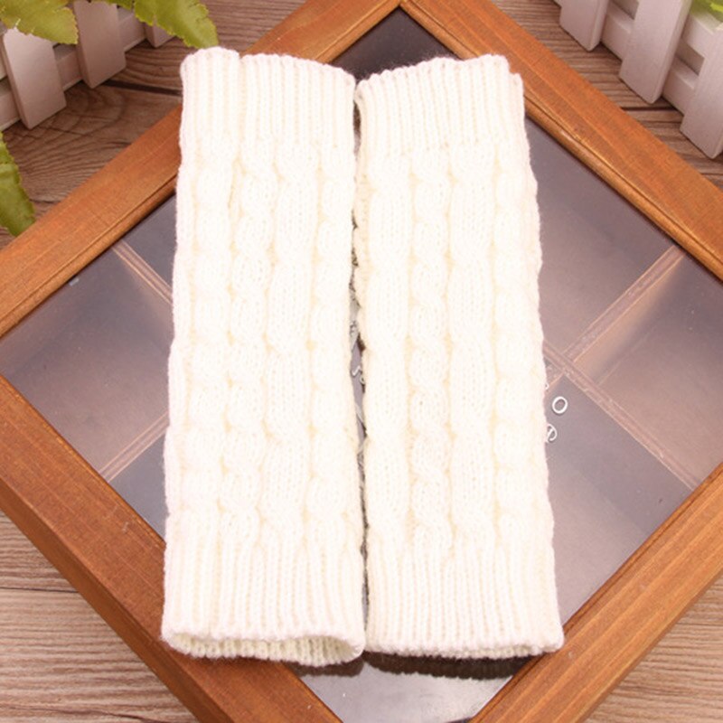 Guantes elegantes para mujer, calentadores de manos, guantes de invierno para mujer, guantes tejidos a ganchillo de lana sintética, sin dedos mitón de abrigo, guantes para mujer: Blanco