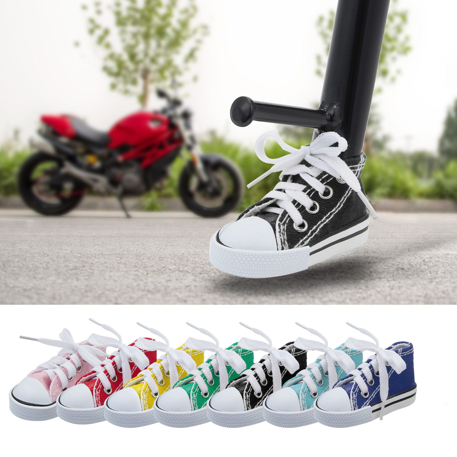 Motorfiets Side Stand Grappige Leuke Mini Schoen Voet Ondersteuning Motor Fiets Kickstand Statief Motor/Fiets Kickstand Mini Canvas Schoenen