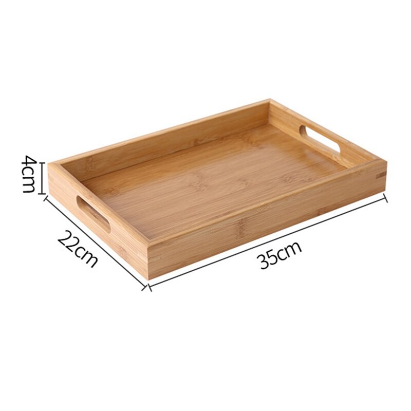Bamboo Wooden Rectangular Tea Tray Solid Wood Serving Tray Tea Cup Food Tray Wooden Hotel Dinner Plate: KN18825-L