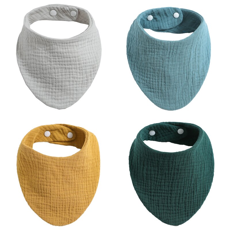 4Pcs/ Lot Cotton Baby Bibs Adjustable Triangle Newborns Saliva Towel Toddler Baby Boys Bib Burp Cloth Scarf Baby Shower: WKD40004