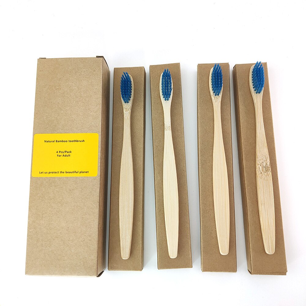 4Pcs Toothbrush Soft Bristle Wooden Tooth Brush Natural Bamboo Handle Dental Oral Care Eco Friendly Travel Tooth Brush: 1198-D-1