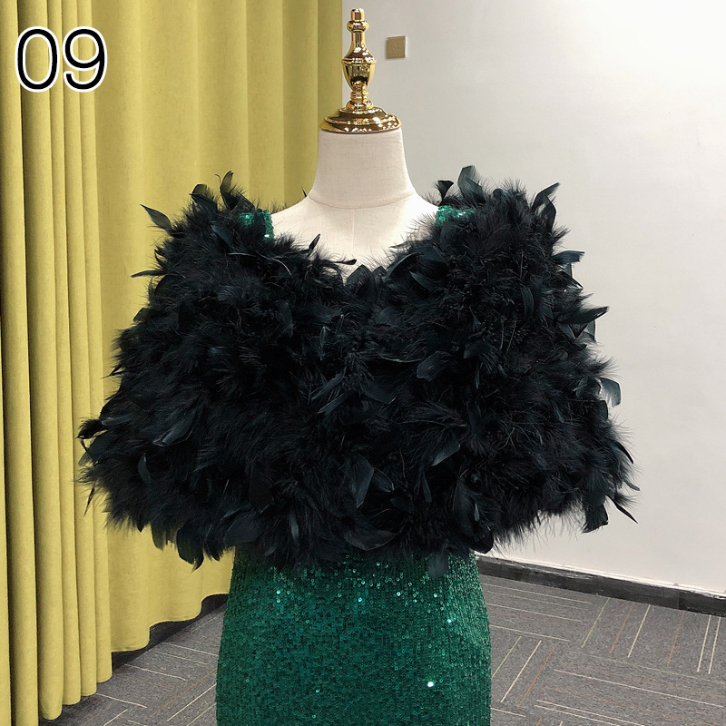 Chales de piel de Color liso, abrigos elegantes de plumas de avestruz blancos, Boleros de piel para boda, chales nupciales, chaquetas para vestidos de noche: Caqui